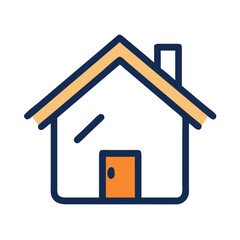Stylized line art illustration of a house, Simple Colorful House Icon Illustration, perfect for real estate or home concepts.