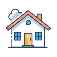 Stylized line art illustration of a house, Simple Colorful House Icon Illustration, perfect for real estate or home concepts.