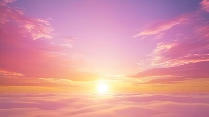 Fototapeta premium Experience the serenity of a dreamy sunset over a gentle horizon with lush gradient skies