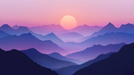 Fototapeta premium Breathtaking sunset illuminates majestic mountain landscape with soft gradient background