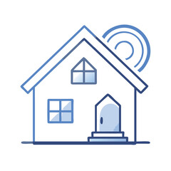 Stylized line art illustration of a house, Simple Colorful House Icon Illustration, perfect for real estate or home concepts.