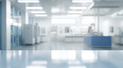 Medical laboratory. Science lab in blurred background. Abstract blurry working space in research laboratory. Scientific room