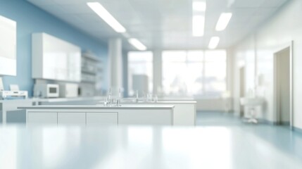 Medical laboratory. Science lab in blurred background. Abstract blurry working space in research laboratory. Scientific room