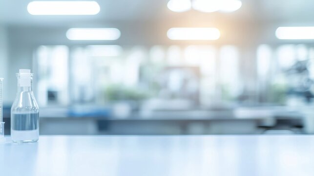 Medical laboratory. Science lab in blurred background. Abstract blurry working space in research laboratory. Scientific room