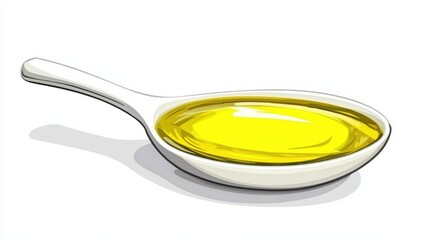 Spoonful of Olive Oil in Style White Background