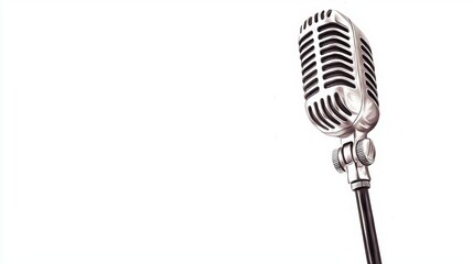 Fototapeta premium Vintage Studio Microphone for Music Recording White Background