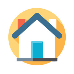 Stylized line art illustration of a house, Simple Colorful House Icon Illustration, perfect for real estate or home concepts.