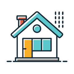 Stylized line art illustration of a house, Simple Colorful House Icon Illustration, perfect for real estate or home concepts.