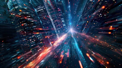 Obraz premium Edge computing enabling faster data processing by bringing computation closer to the source. Illustrations