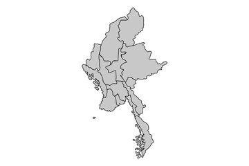 Map of Burma for website layouts,background,education, precise,customizable,Travel worldwide,map silhouette backdrop,earth geography, political,reports.Vector illustration map.