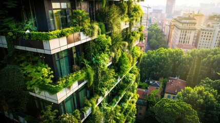 Obraz premium Green architecture and urban planning bringing nature closer to people in cities.