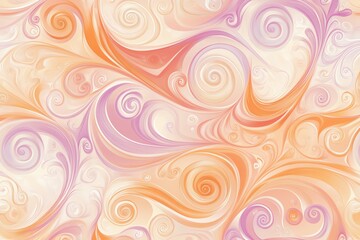 Obraz premium Motif abstrait avec spirales élégantes en dégradé orange et violet sur fond crème.