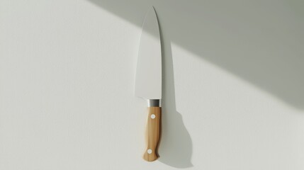 Professional chef s knife with wooden handle isolated on white 3D illustration, isolated on white background