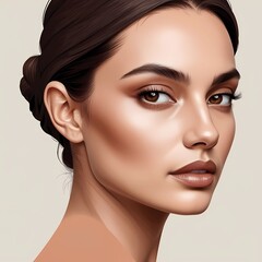 Fototapeta premium Realistic illustration of a smiling woman, fashion style, radiating warmth and happiness.