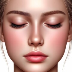 A realistic illustration of a girl with her eyes gently closed, capturing calmness and introspection.