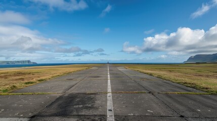Fototapeta premium Landing Strip on Laesoe Island: Aeronautic Airfield in Scenic Aviation Background