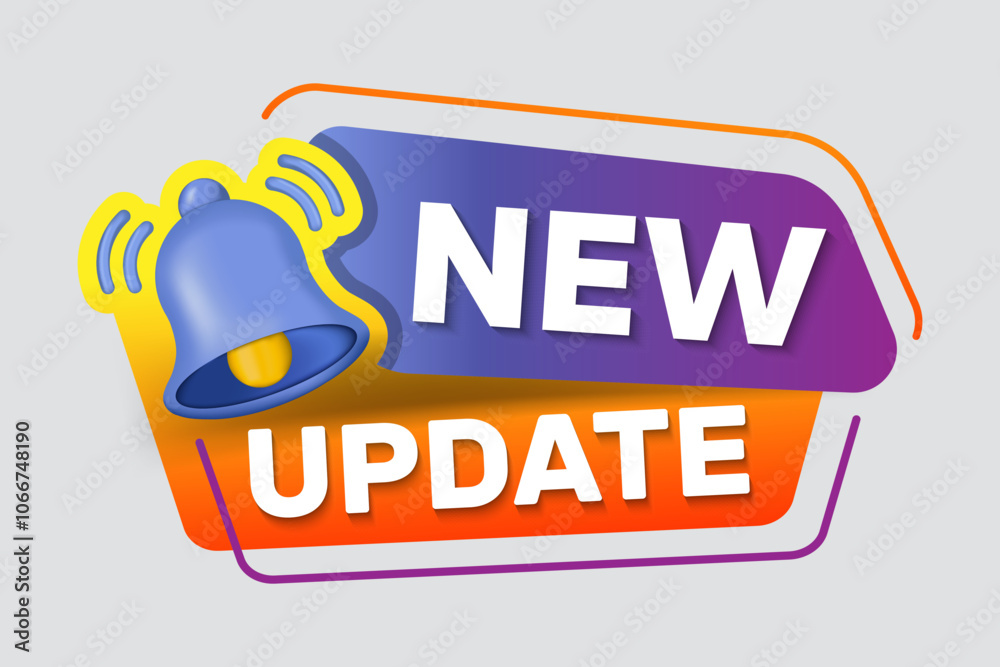Fototapete new update text warning and information sign. modern label new update with bell. web banner with not