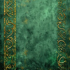 March Green Background. Grunge Ancient Ornament on St. Patrick's Day Green Border