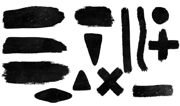 set of markers with texture, lines, shapes, abstract, black transparent