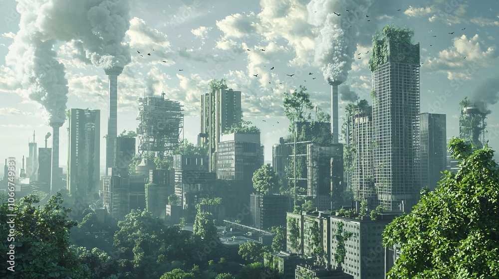 Aufkleber innovative urban landscapes showcase net zero carbon impact through sustainable architecture and gre