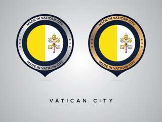 Made in Vatican City. labels, stickers, pointer, badge and symbol of Vatican City flag icon. Collection vector illustration