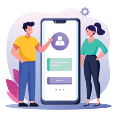 digital illustration featuring two people standing