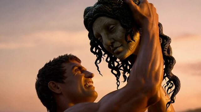 Perseus lifted Medusa's head