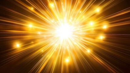 Obraz premium A burst of radiant light with golden rays radiating outward, creating a dynamic and energetic visual effect.