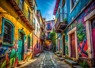 Fototapeta premium Urban Exploration Vacation Icon Set Featuring Abandoned Buildings, Street Art, and Scenic Cityscapes for Travel Enthusiasts