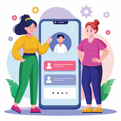 digital illustration featuring two people standing