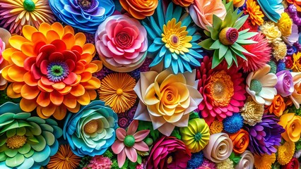 Vibrant 3D Colorful Paper Flowers | Handmade Festive Decoration for Stunning Floral Background | Long Exposure Photography