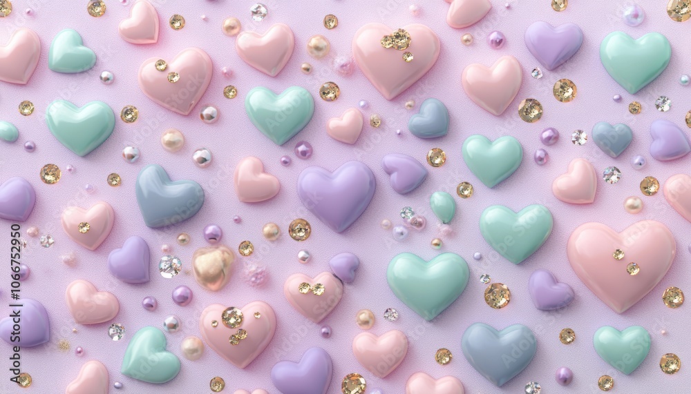 Sticker Pastel Hearts Pattern.