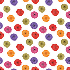 Pattern Gerbera flowers multicolored. Watercolor flowers. Flowers set, daisies without background, watercolor botanical painting, hand drawn flora. Gerbera
