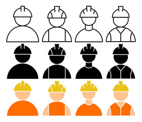 Construction worker vector icon collection. vector illustration set.