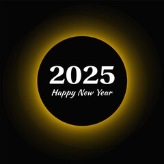 Happy new year 2025 inscription in circle light frame