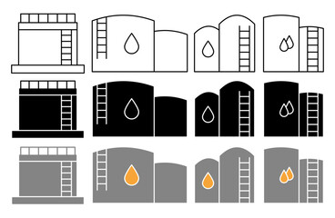 Oil storage vector icon collection. vector illustration set.