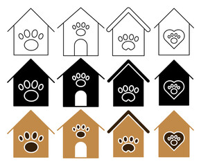 Fototapeta na wymiar Pet shelter vector icon collection. vector illustration set.
