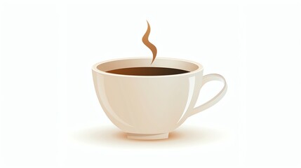 Obraz premium A simple graphic of a coffee cup with steam rising on a white background.