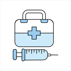 first aid kit blue icon with white background vector stock illustration