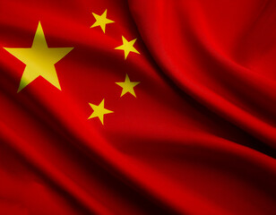 China flag waving in the wind. Close up of China banner blowing, soft and smooth silk. Cloth fabric texture ensign background. Use it for national day and country occasions concept