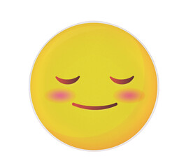 Fototapeta premium Badge with shy or pleased face isolated on white