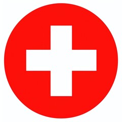 Obraz premium Medical Cross. Red Circle with White Cross Symbol, First Aid Emergency Icon
