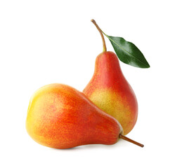 Two tasty ripe pears isolated on white