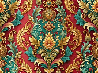 Vintage Baroque Damask Ornament Pattern - Vertical Royal Decor with Trendy Color Textures for Luxurious Backgrounds
