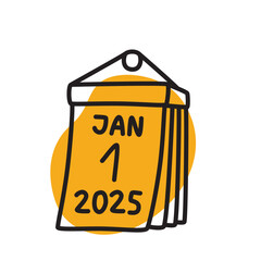 Doodle calendar schedule icon or logo, hand drawn with thin line. PNG isolated on transparent background and vector illustration