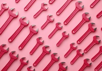 Naklejka premium Pink Wrenches Pattern.