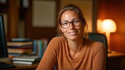 Compassionate Female Psychologist in Cozy Office Setting