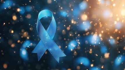Floating blue ribbon symbolizes awareness for prostate cancer standard