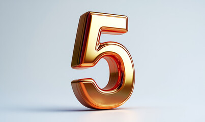 Realistic copper metallic number 2 hovering with a soft shadow beneath