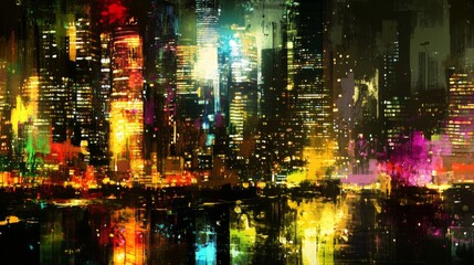 Vibrant Abstract Cityscape at Night